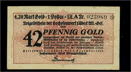 42Goldpfennig 1923 Aushilfsschein siehe Beschreibung (103948)