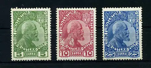 LIECHTENSTEIN 1912 Nr 1-3x postfrisch (108452)