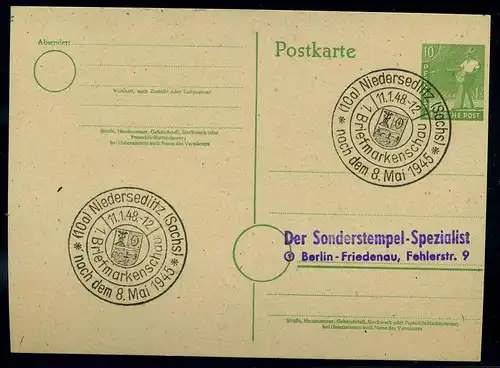 KONTROLLRAT 1947 Blankobeleg mit SST siehe Beschreibung (110922)