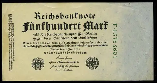 DEUTSCHES REICH 500 Mark Banknote siehe Beschreibung (111313)