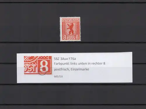 SBZ 1945 PLATTENFEHLER Nr 3Aux F76 postfrisch (211849)