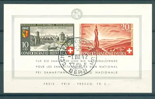 SCHWEIZ 1942 Bl.7 gestempelt (225692)