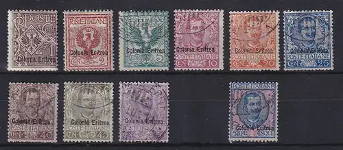 Italienisch-Eritrea 1903 Freimarken Adler / Emanuel III.  Mi.-Nr. 19-29 * / O