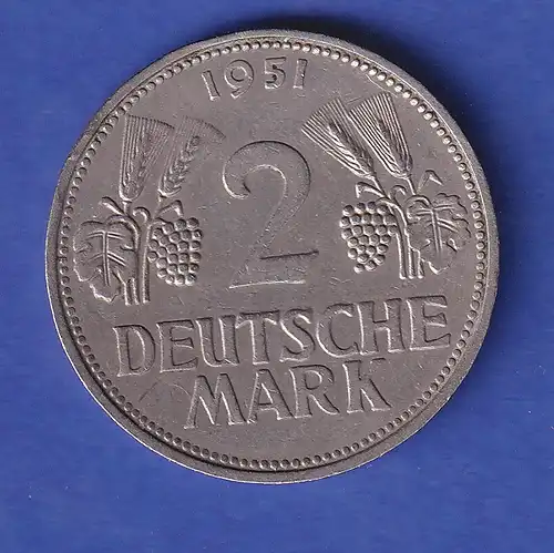 Bundesrepublik Kursmünze 2 DM - 1951 F