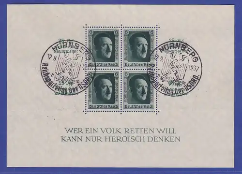 Dt. Reich 1937 Kulturförderung Mi.-Nr. Block 9 So.-O Reichsparteitag Nürnberg