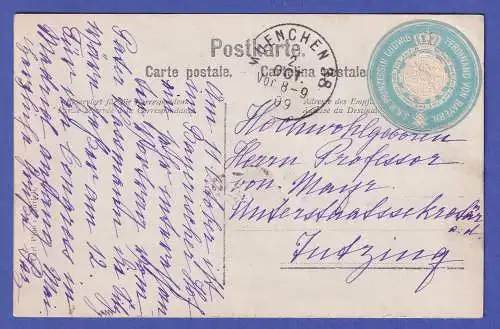 Eigenhändg. Postkarte von María de la Paz von Bourbón Prinzessin von Bayern 1909