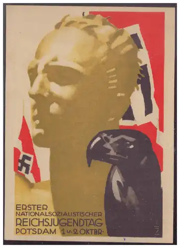 [Propagandapostkarte] Propagandakarte, erster Nationalzozialistischer Reichsjugendtag Potsdam 1 und 2 Oktober, ungebraucht. 