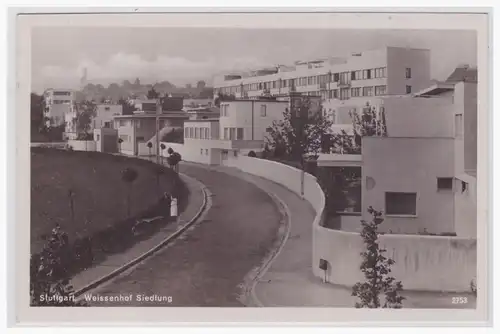 [Echtfotokarte schwarz/weiß] Stuttgart Weissenhof Siedlung. 