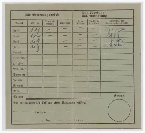 [Propagandapostkarte] Propaganda Ausweis Volksbund für das Deutschtum im Ausland (VDA) 1934, gebraucht!! selten!!. 