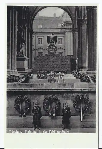 [Propagandapostkarte] Dt.- Reich (001344) Propagandakarte München Mahnmal in der Feldherrnhalle, ungebraucht. 