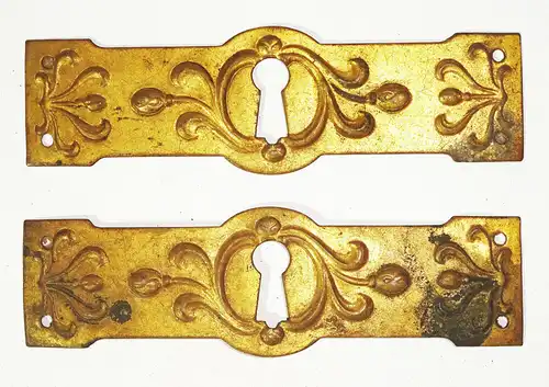 2 x Jugendstil Messing Möbelbeschlag Schubladenbeschlag um 1900