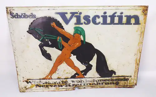 Altes Blechschild Schöbels Viscitin Nerven Kraftnahrung 1930er