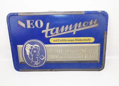 Alter Aufsteller NEO Tampon Frauen Hygiene DDR 1950er Pappschild