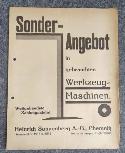 Sonderangebot gebrauchte Werkzeugmaschinen 1914 Preisliste