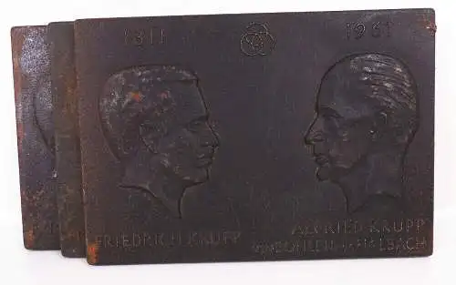 Alte Metall Plakette Friedrich Krupp Alfred Krupp 1961 Kunstguss Friedrichshütte