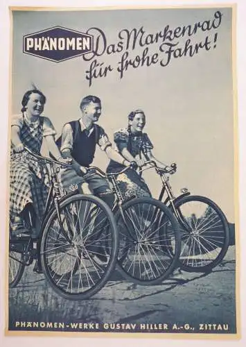 Altes Reklame Blatt Phänomen Fahrrad Reklame Druck 1930 er