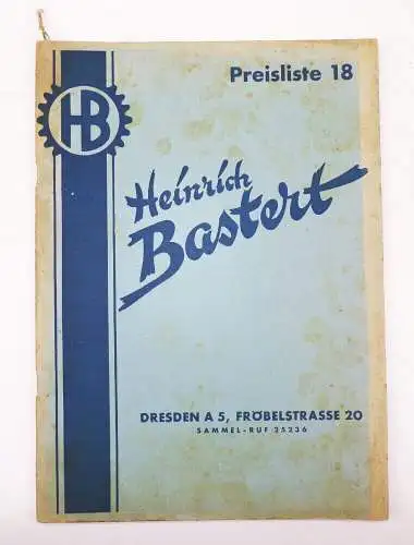 Alter Kfz Katalog Kolben Zylinder Heinrich Bastert Dresden 1930 er Oldtimer