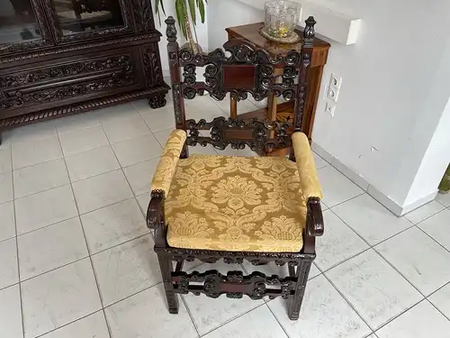 originaler Fauteuil Stuhl Königssessel Jagdsessel Barock A2847