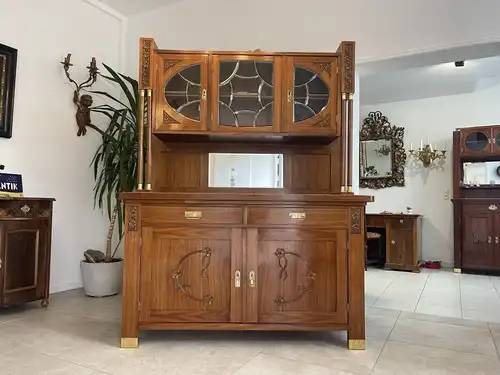 Jugendstil Aufsatzbuffet Bücherschrank Restauriert B1522