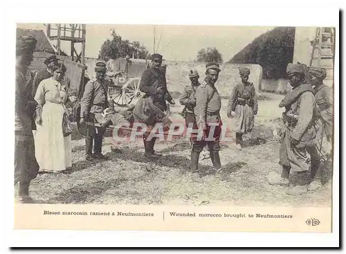 Cartes postales Blesse marocain ramene a Neufmoutiers (Croix rouge Red cross)