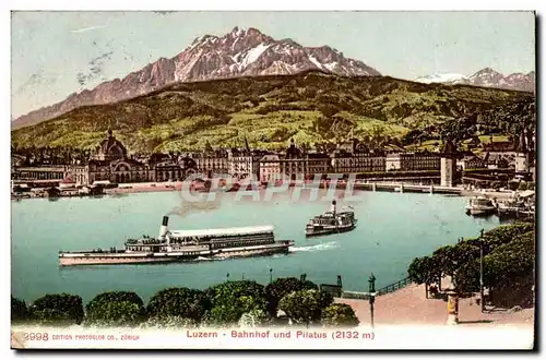 Suisse Luzern Cartes postales Bahnhof und Pilatus (2132m)