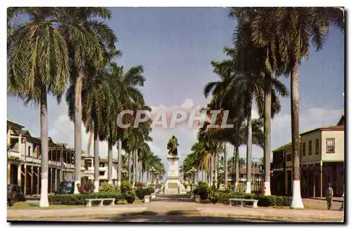 Panama - Colon - Palm lined broadway and imposing statue of Christopher Colombus - Cartes postales