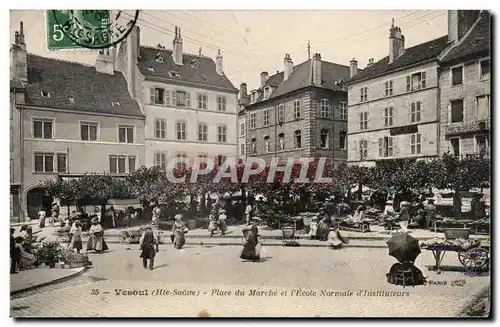 VEsoul Cartes postales place du marche et Ecole normal d&#39instituteurs TOP