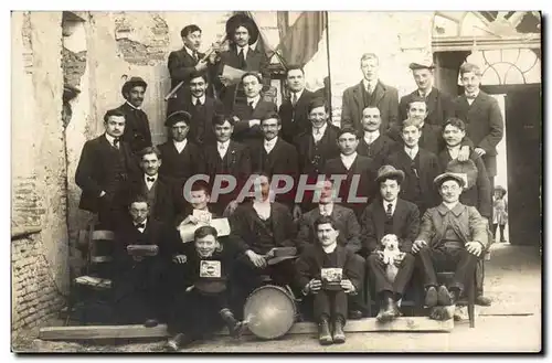 CARTE PHOTO Troupe de musiciens (folklore costume fantaisie musique)