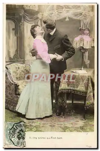 Fantaisie - Couple - Une Soiree qui finit bien - Cartes postales