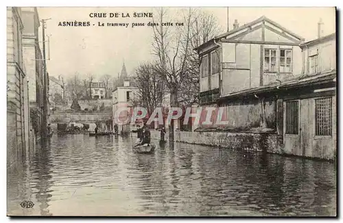 Asnieres Cartes postales Inondations Le tramway passe dans cette vue