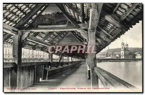 Suisse Luzerne Cartes postales Kapelle brucke Inneres mit Jesuitenkirche