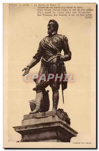 Cartes postales Nerac La statue de Henri IV