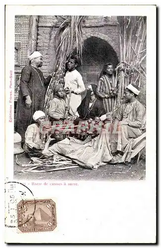 Cartes postales Egypte Egypt Bazar de cannes a sucre Marchands