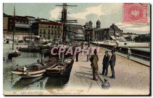 Cartes postales Espagne Espana Spain San Sebastian El puerto y casino