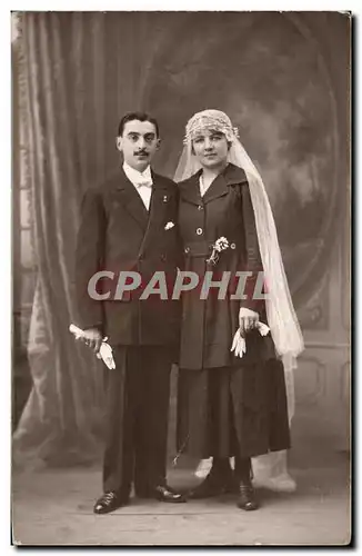 CARTE PHOTO Fantaisie - couple - wedding - marriage - bride - groom - Cartes postales