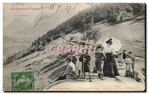 Cauterets - Touristes devant l Hotel de la Reine Hostesse - - Cartes postales