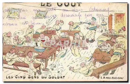 Cartes postales Militaria Les cinq sens du soldat Le Gout