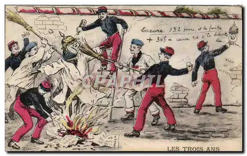 Militaria - Humour - Humoristique - Illustration Les trois ans - Cartes postales