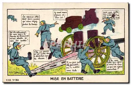 Militaria - Humour - Humoristique - Illustration Canon Mise en batterie - Cartes postales