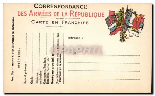 Carte de Correspondance des Armees Carte en Franchise neuve Militaria