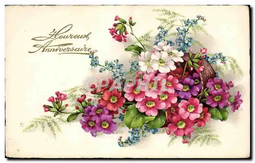 Cartes postales Fantaisie Fleurs Anniversaire