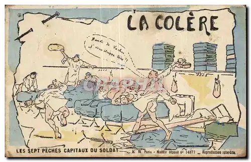 Cartes postales Fantaisie Militaria La colere Les sept peches capitaux d un soldat