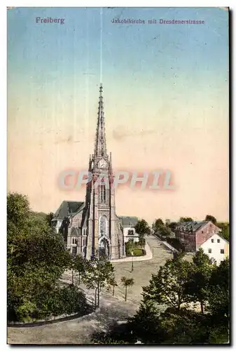 Cartes postales Freiberg Jakobikirche mit Dresdenerstrasse