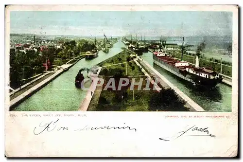 Cartes postales The Locks Sault Ste Marif Mich Michigan