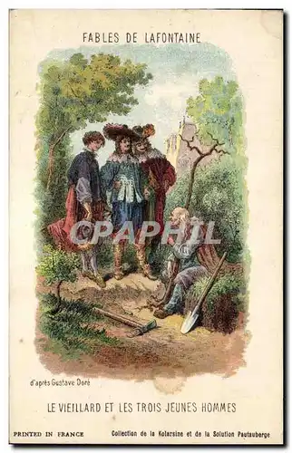 Cartes postales Fantaisie Fables de la Fontaine Le vieillard et les trois jeunes hommes