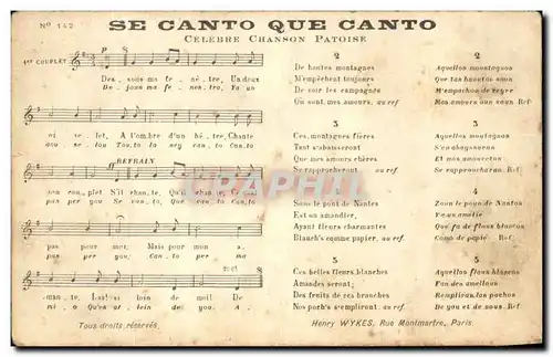 Cartes postales Se Canto Que Canto Chanson patoise