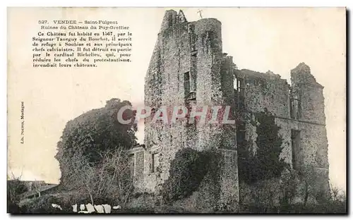 Cartes postales Saint Fulgent Ruines Du Chateau Du Puy Greffier Ce Chateau Fut