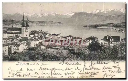 Cartes postales Luzern und die Alpen