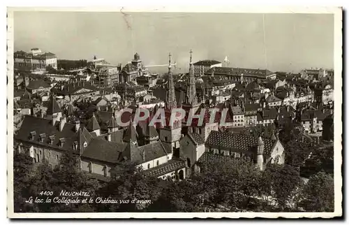 Cartes postales Neuchatel Le Lac la Collegiale et le Chateau vus d avion