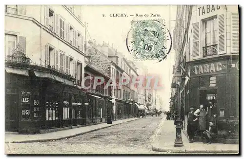 Cartes postales Clichy Rue de Paris Tabac